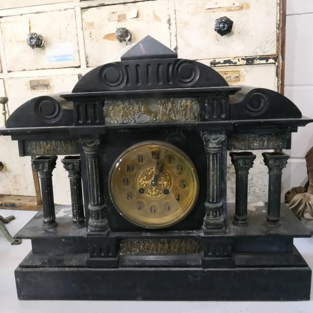 LGE VICTORIAN SLATE CLOCK (INCOMPLETE) W.400mm Image 1++
