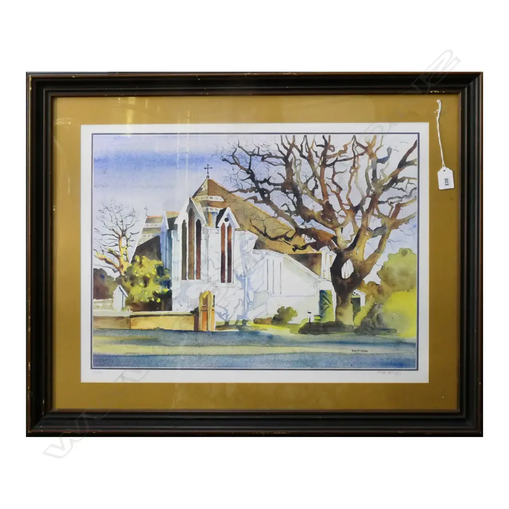 PETER McINTYRE PRINT, 'ST STEPHENS CHURCH, SIGNED, EDT 11/150. FRAMED. 560 x 430mm Image 1++