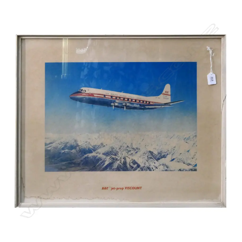 FRAMED COLOUR PRINT 'NAC JET PROP VISCOUNT' (FRAME AF) 600 X 510mm Image 1++