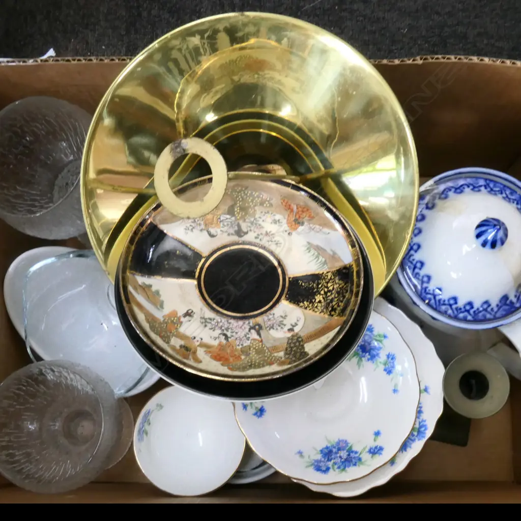 BOX - ASST CHINA, GLASSWARE, SATSUMA, ETC. Image 1++