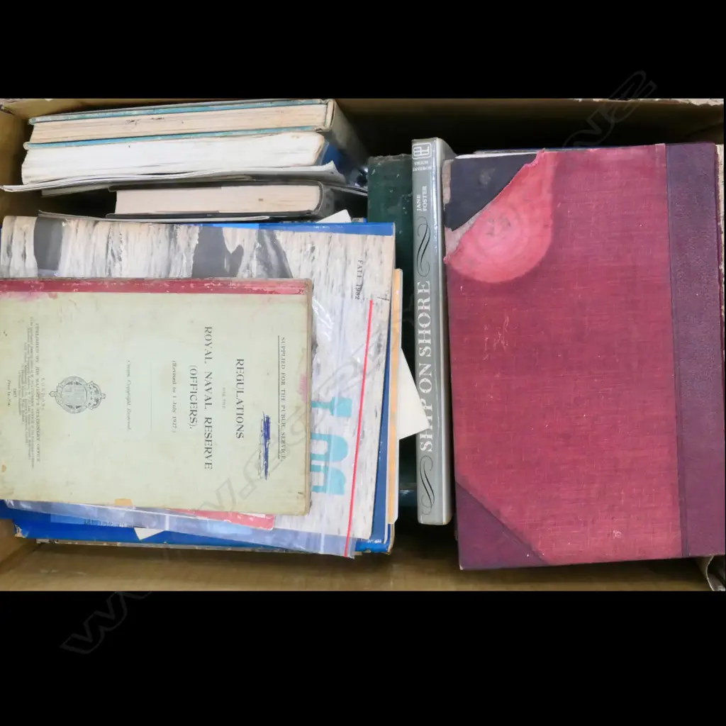 BOX - ASST MARITIME HARD COVER BOOKS, ETC. Image 1++