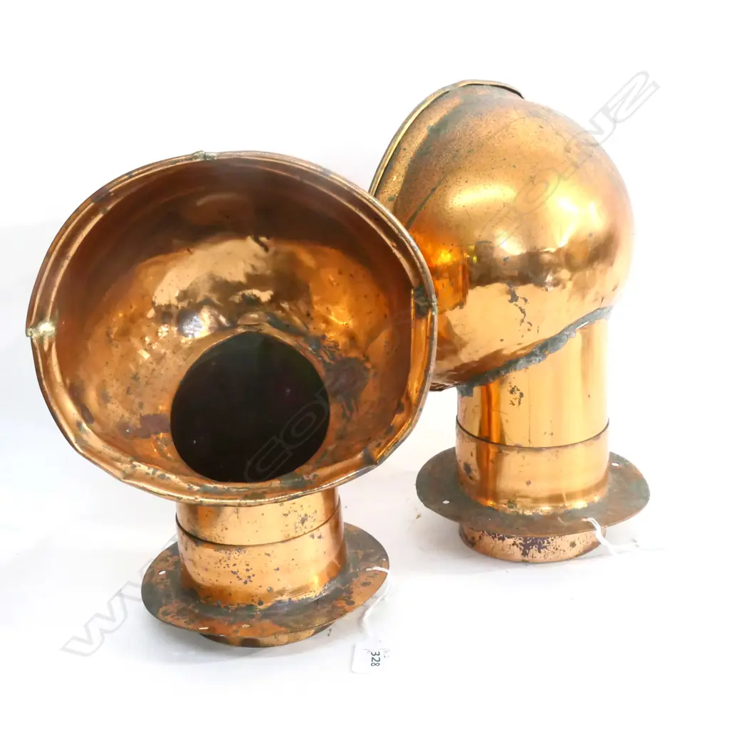 (m30) PAIR OF COPPER BOAT DECK VENTILATORS. H.300mm Image 1++