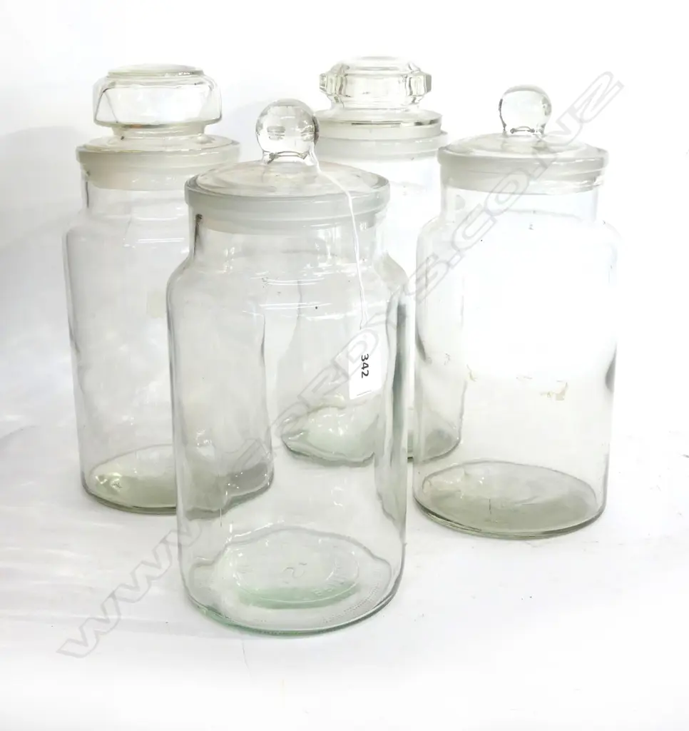 2 PRs OF GLASS SWEETSHOP OR CHEMIST SHOP LIDDED JARS. H.300mm Image 1++