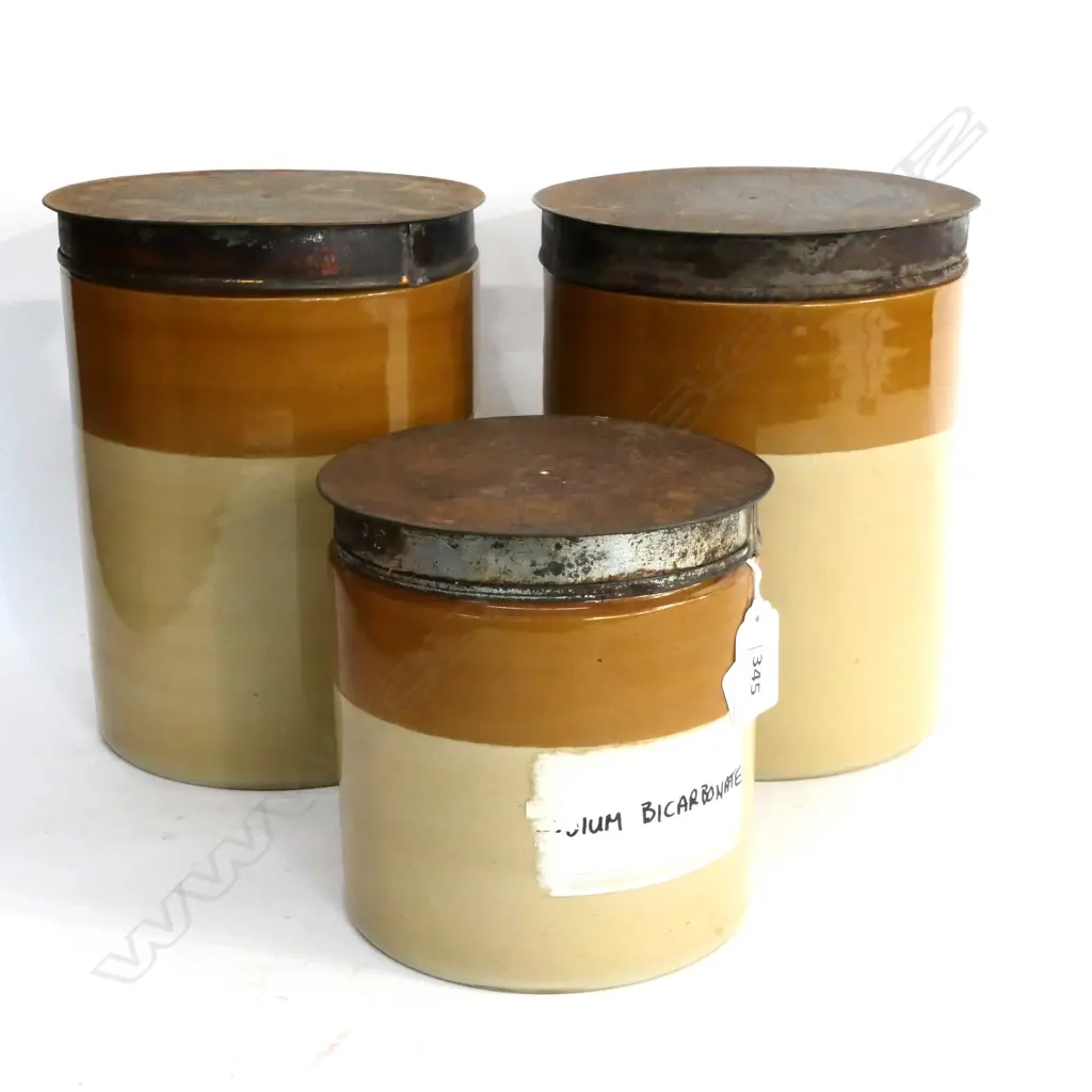3 STONEWARE CHEMIST'S JARS. H.180mm Image 1++