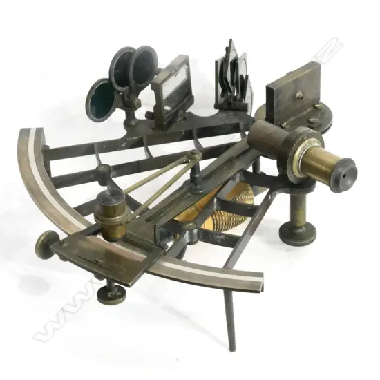 (M44) 19thC SEXTANT IN ORIG BOX w RARE MARINE IVORY HANDLE...