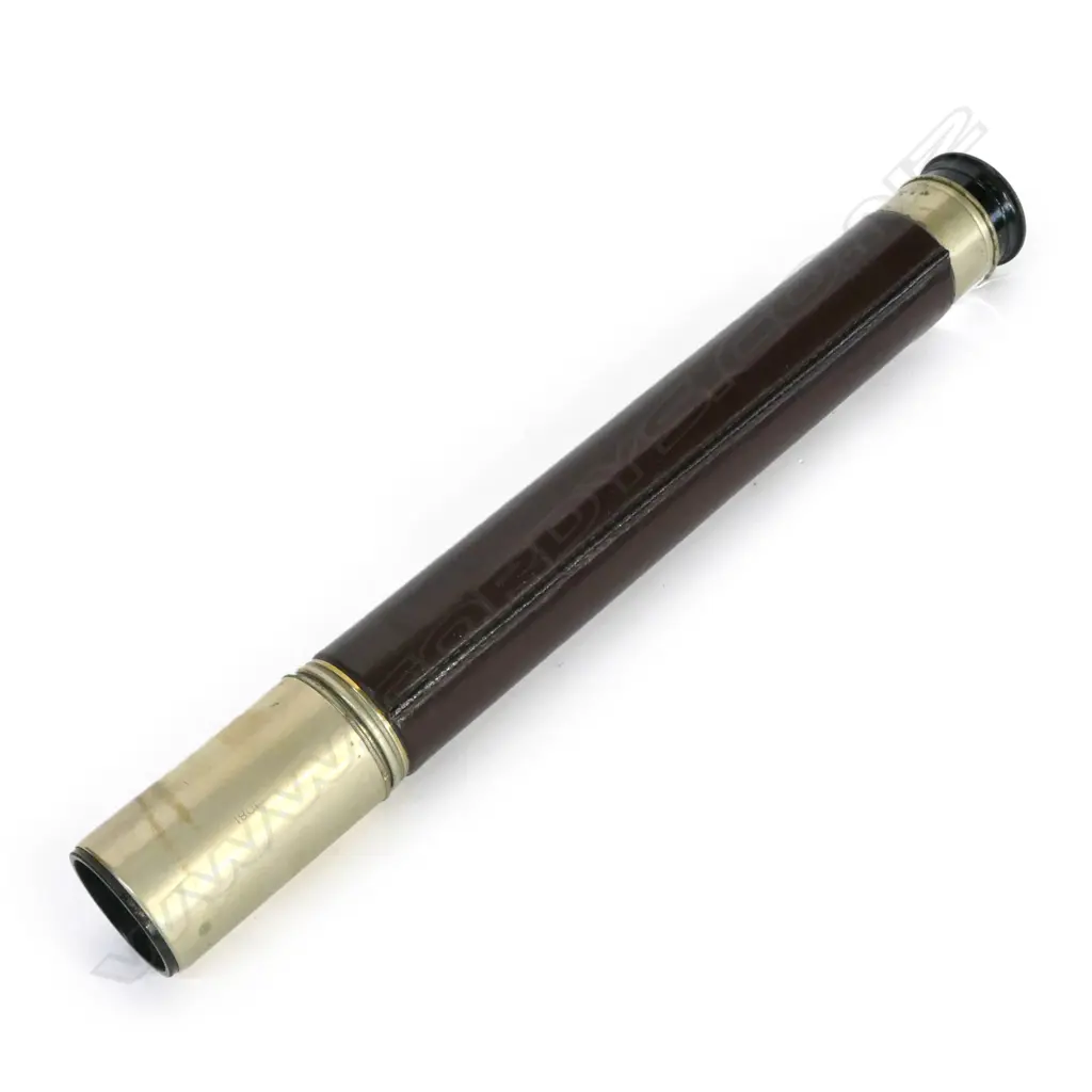 (M9) NICKEL PLATED LEATHER BOUND TELESCOPE, SINGLE DRAW,  BY OTTWAY, LONDON 1081 DATED 1940. BROAD ARROW MARK L.410mm Image 1++