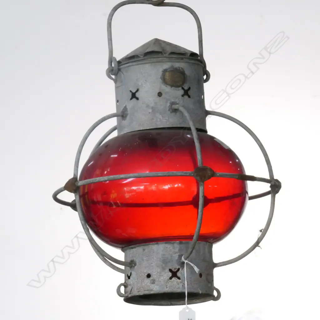 TOM BOLLINS HANGING LAMP, RED GLASS H.460mm Image 1++