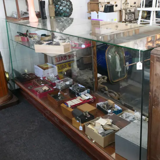 SHOP COUNTER, WOODEN FRAMED GLAZED 2240 x 570 x 980mm
