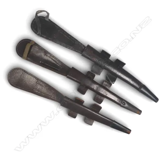 Three Fairbairn Sykes Knife Sheaths from early period knives