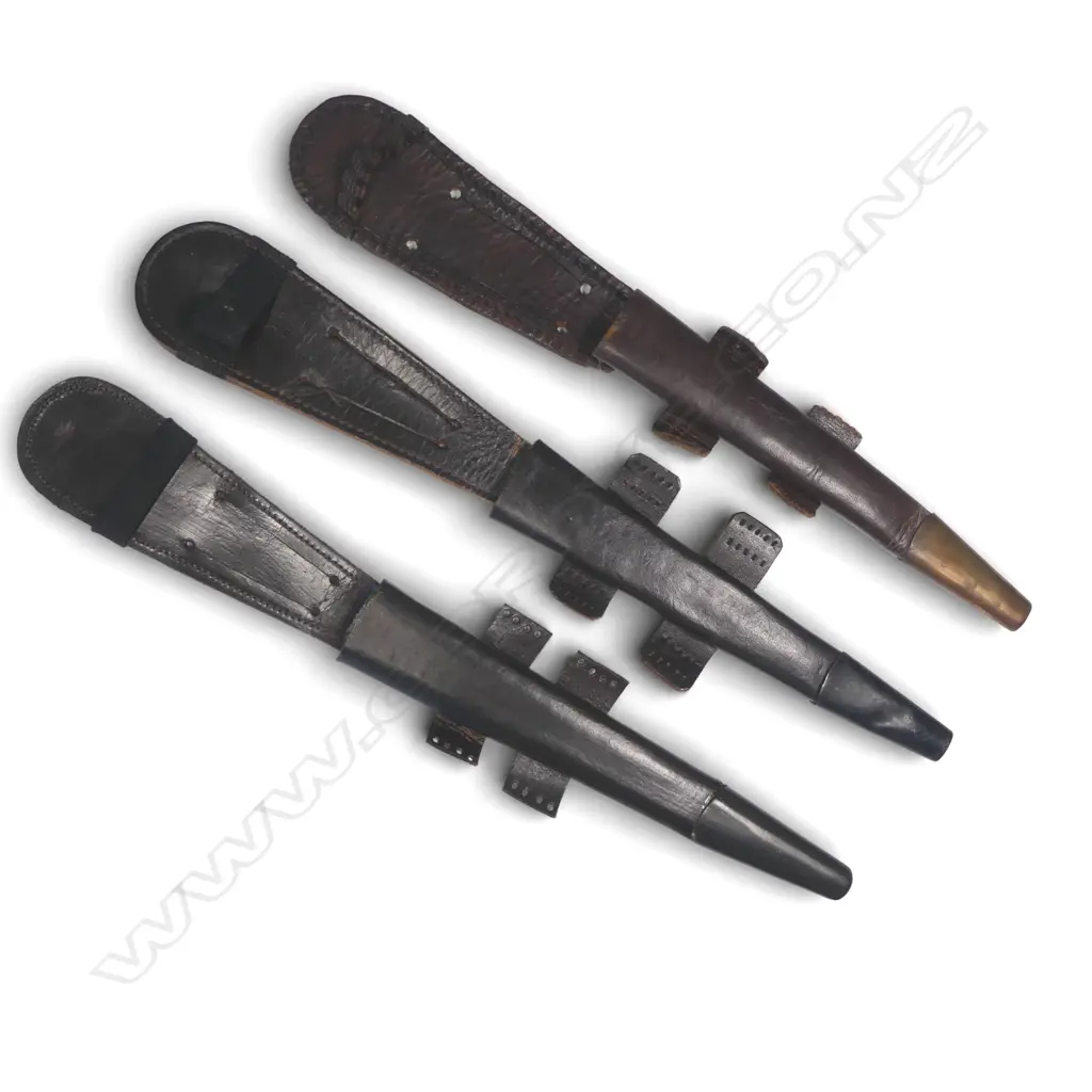 Three Fairbairn Sykes Knife Sheaths from early period knives Image 1++