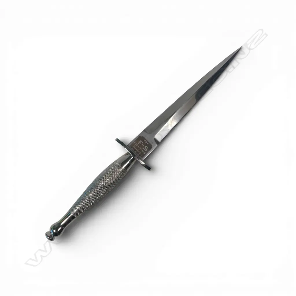 Replica Fairbairn-Sykes 1st Pattern Commando Knife by Peter Parkinson NZ with 2" crossguard. Image 1++