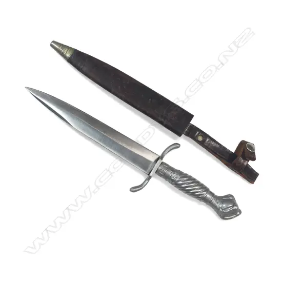 Post WWII German made stiletto with cast alloy hilt with ball and claw pommel,