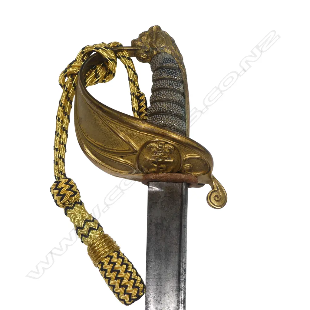 1827 Pattern British Naval Officers Sword with 30½" pipe back blade with quill point, Image 1++