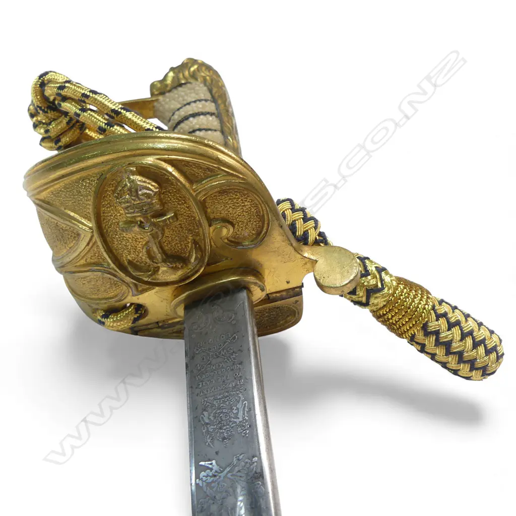 British Naval 1827–46 Pattern Sword. By Wilkinson Sword, London (By Appointment to the Late King George VI) also marked 'Made in England'. Image 1++
