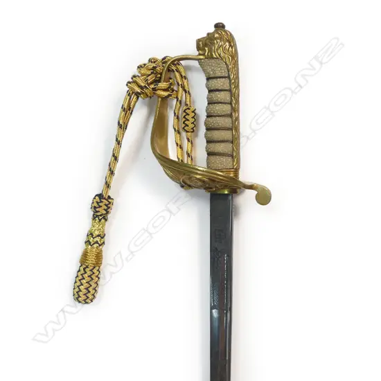 British Naval 1827–46 Pattern Sword. By Wilkinson Sword, London (By Appointment to the Late King George VI) also marked 'Made in England'.