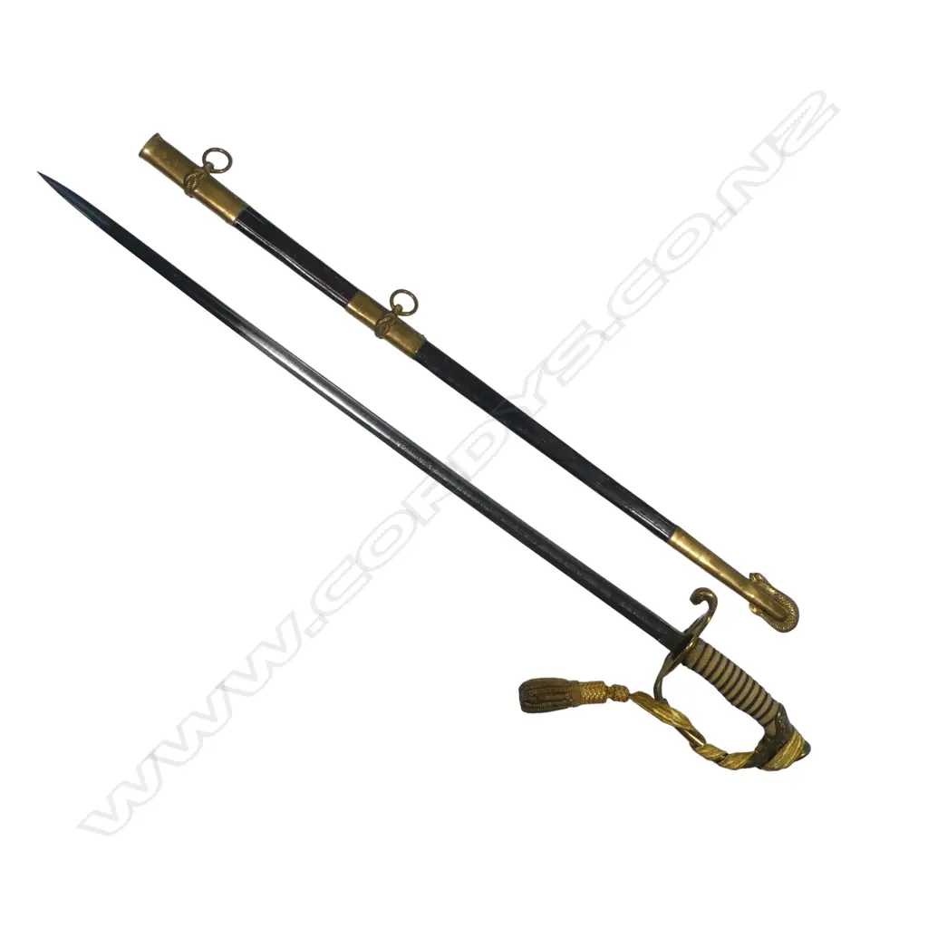 20thC U.S. Model 1852  Naval Officer’s Dress Sword with owner's name etched to blade, Image 1++