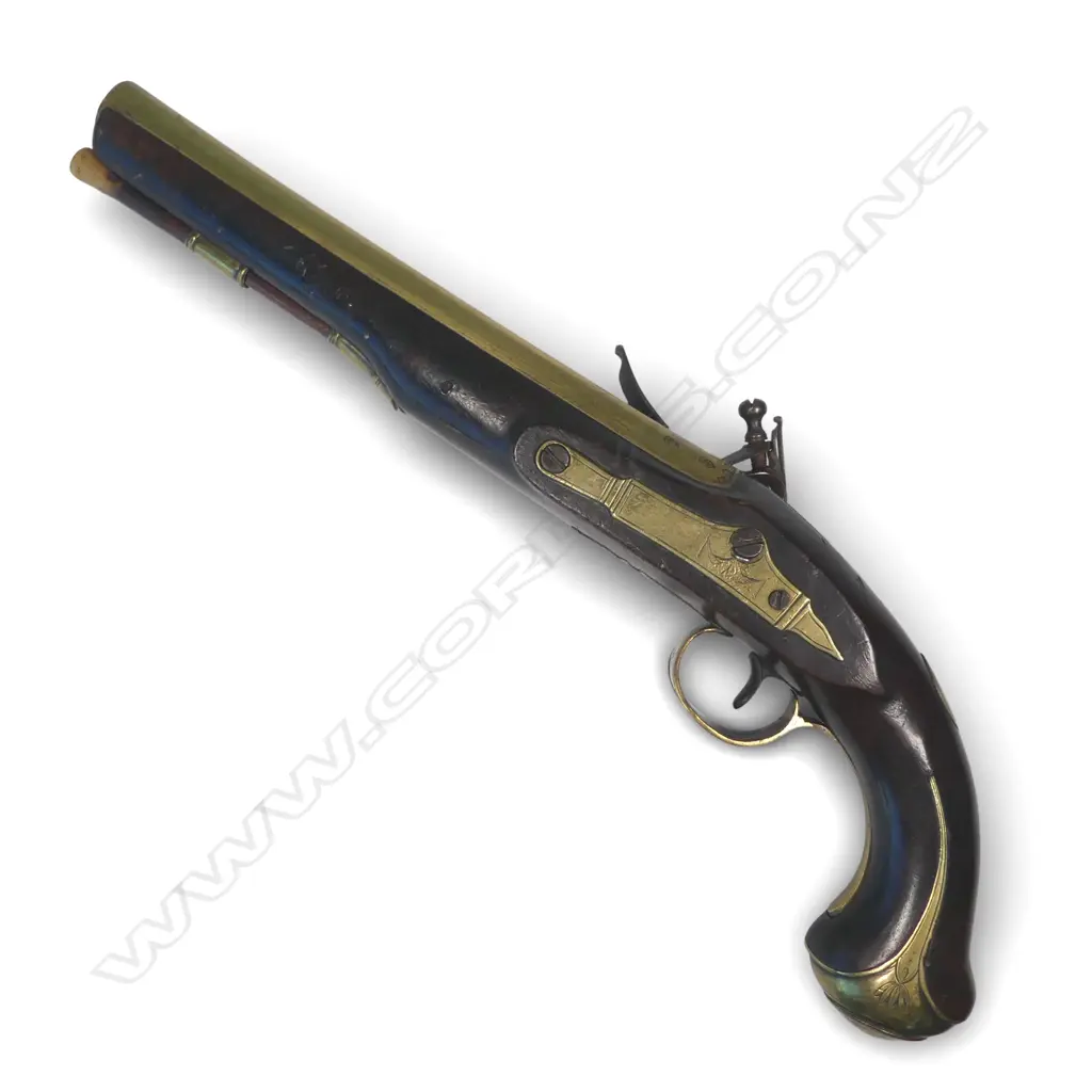 A Good Brass Barrel Flintlock Pistol by Theophilus Richards circa 1799-1825, Image 1++