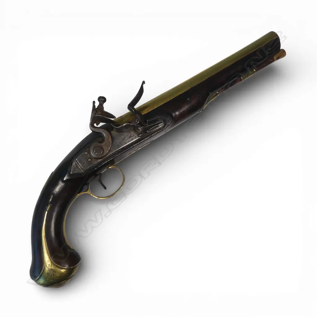 A Good Brass Barrel Flintlock Pistol by Theophilus Richards circa 1799-1825, Image 1++