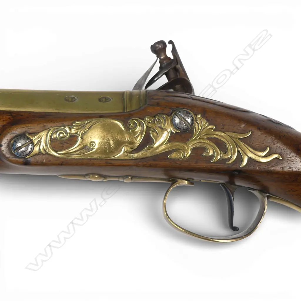 Good Brass Barrel Flintlock Pistol by William Henshaw London circa 1788, Image 1++