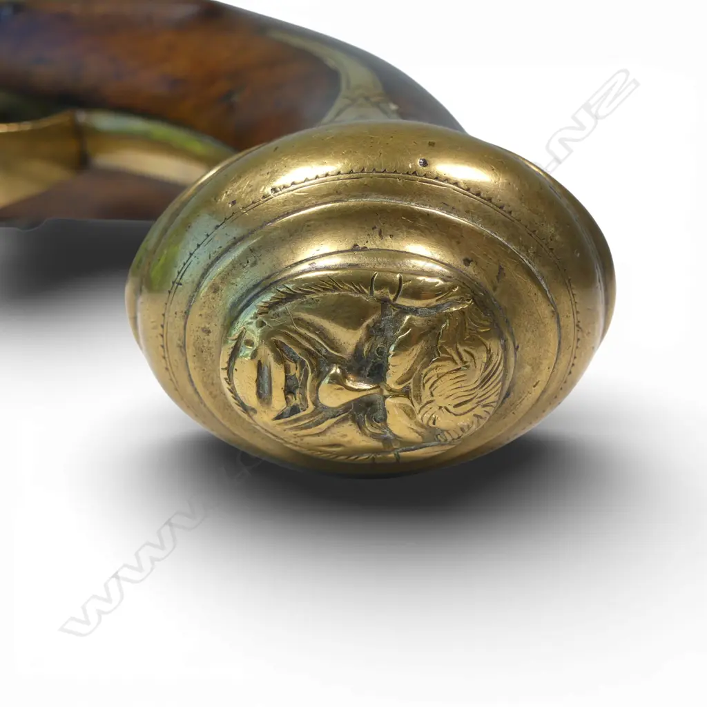 Good Brass Barrel Flintlock Pistol by William Henshaw London circa 1788, Image 1++