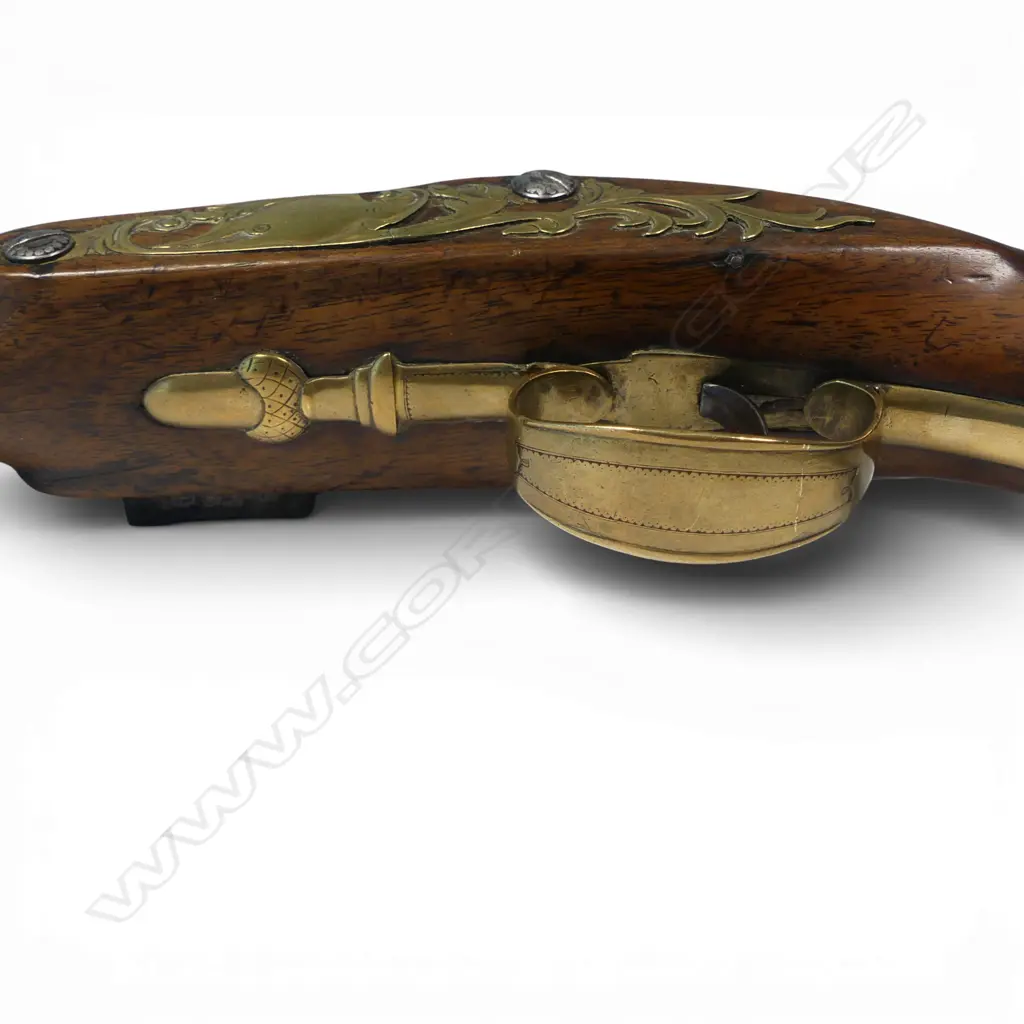 Good Brass Barrel Flintlock Pistol by William Henshaw London circa 1788, Image 1++