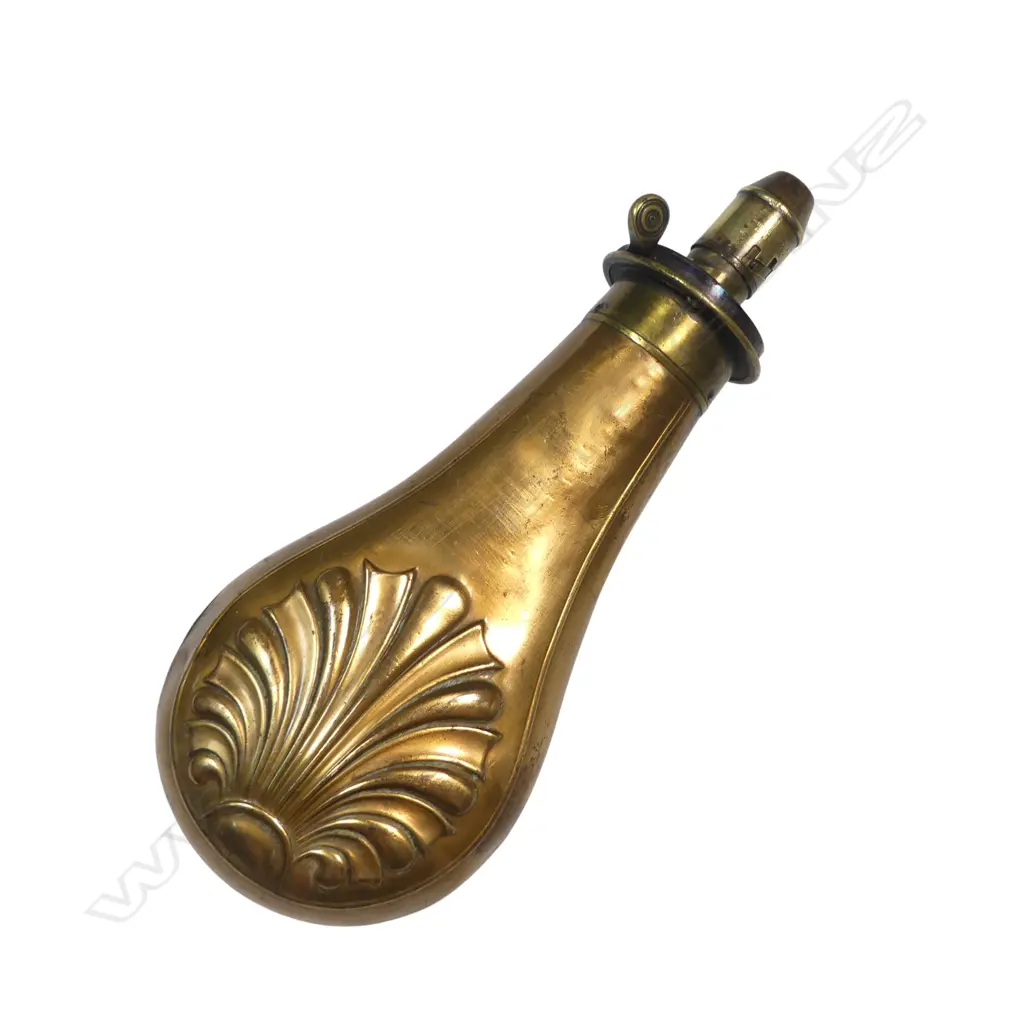 Victorian Dixon & Son Patent copper and brass powder flask, Image 1++
