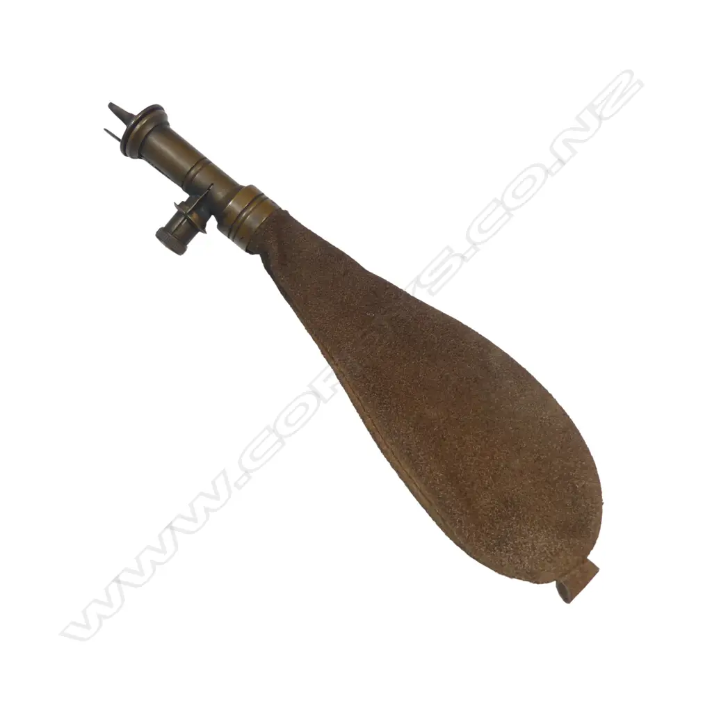 Suede leather bag shape shot flask with Irish charger head to dispense  L.300mm Image 1++