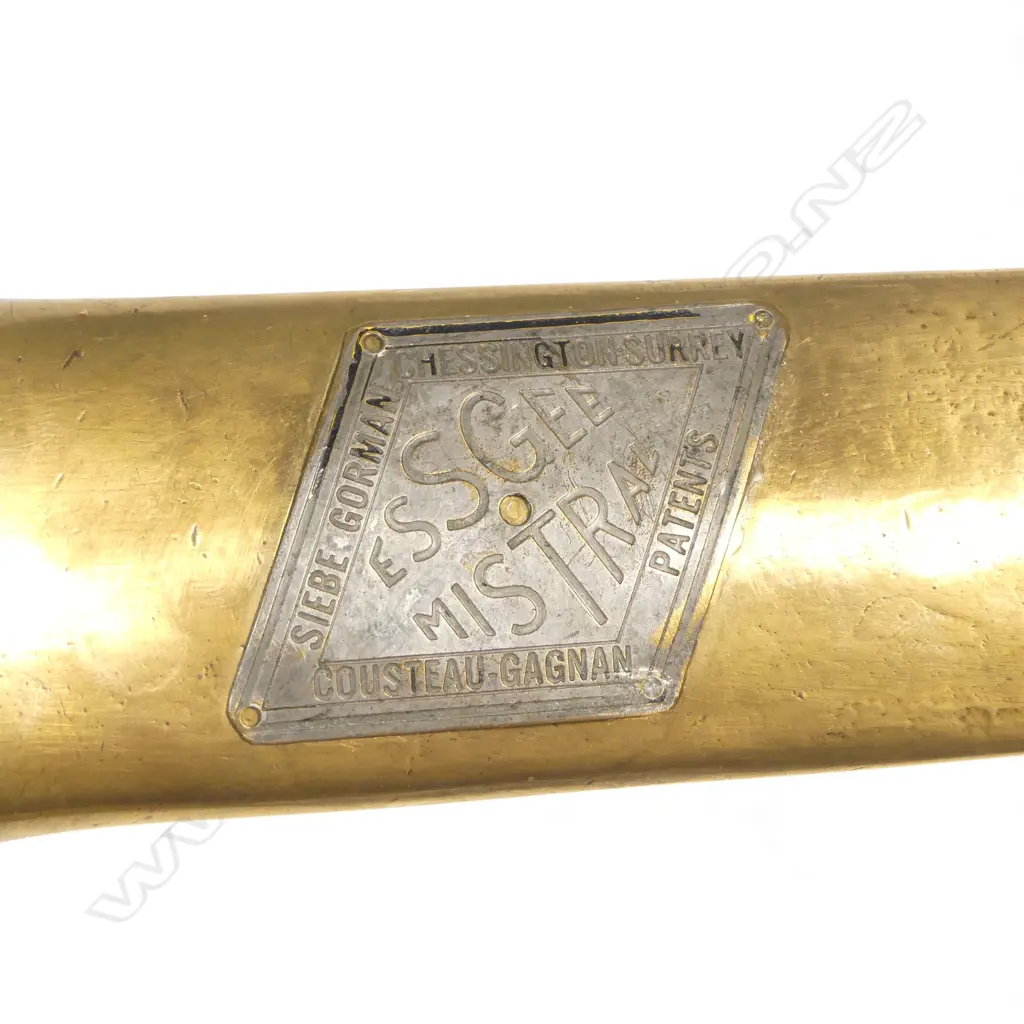 Siebe Gorman Diver’s Knife, c.1960s with brass flat scabbard and Ebonite grip Image 1++