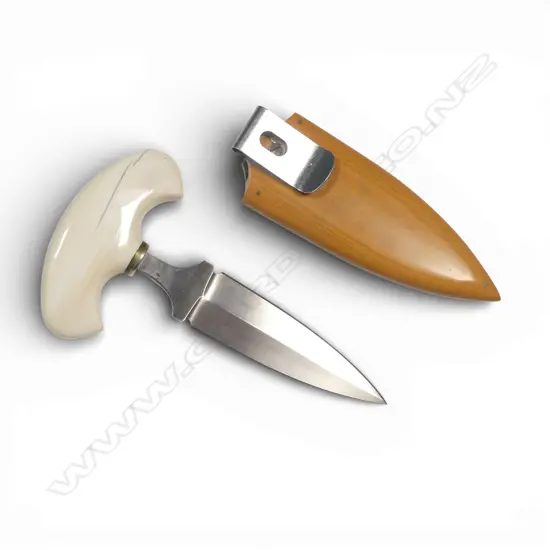 Bill Reddiex push knife with (marine?) ivory “T” handle