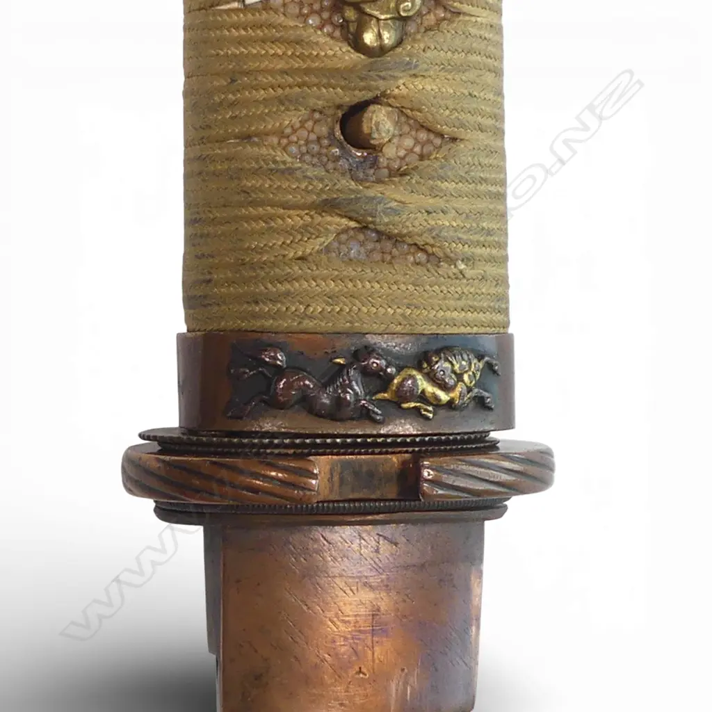 Japanese Tanto Blade of hirazukuri (flat side type) apparently signed Kabe Shige. Image 1++