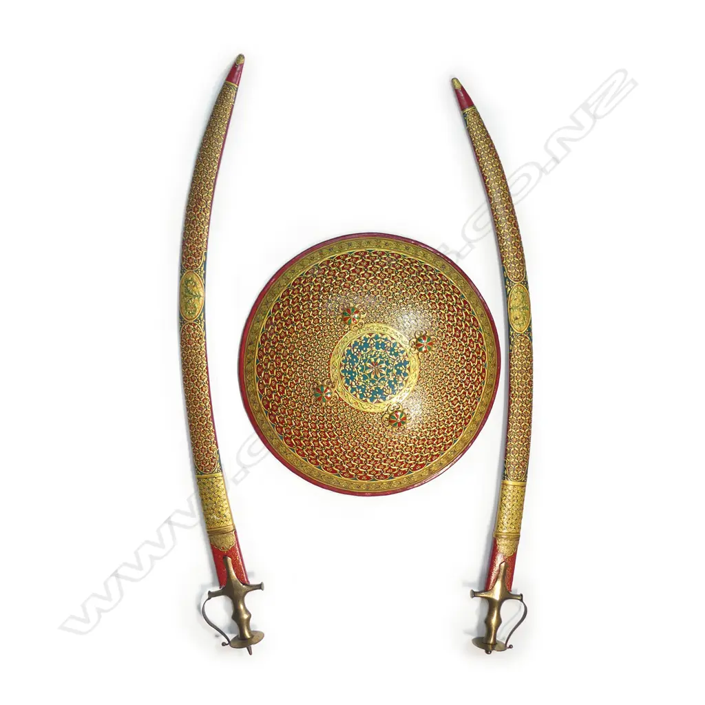 Two Tulwar Swords and matching Dahl Shield from the Punjab Region - India, Image 1++