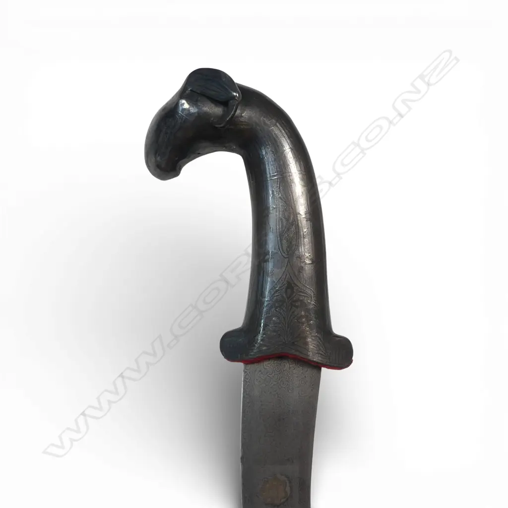 Indo-Persian Jambaiya Dagger, metal scabbard and Mughal style ram's head hilt with silver koftgari, Image 1++