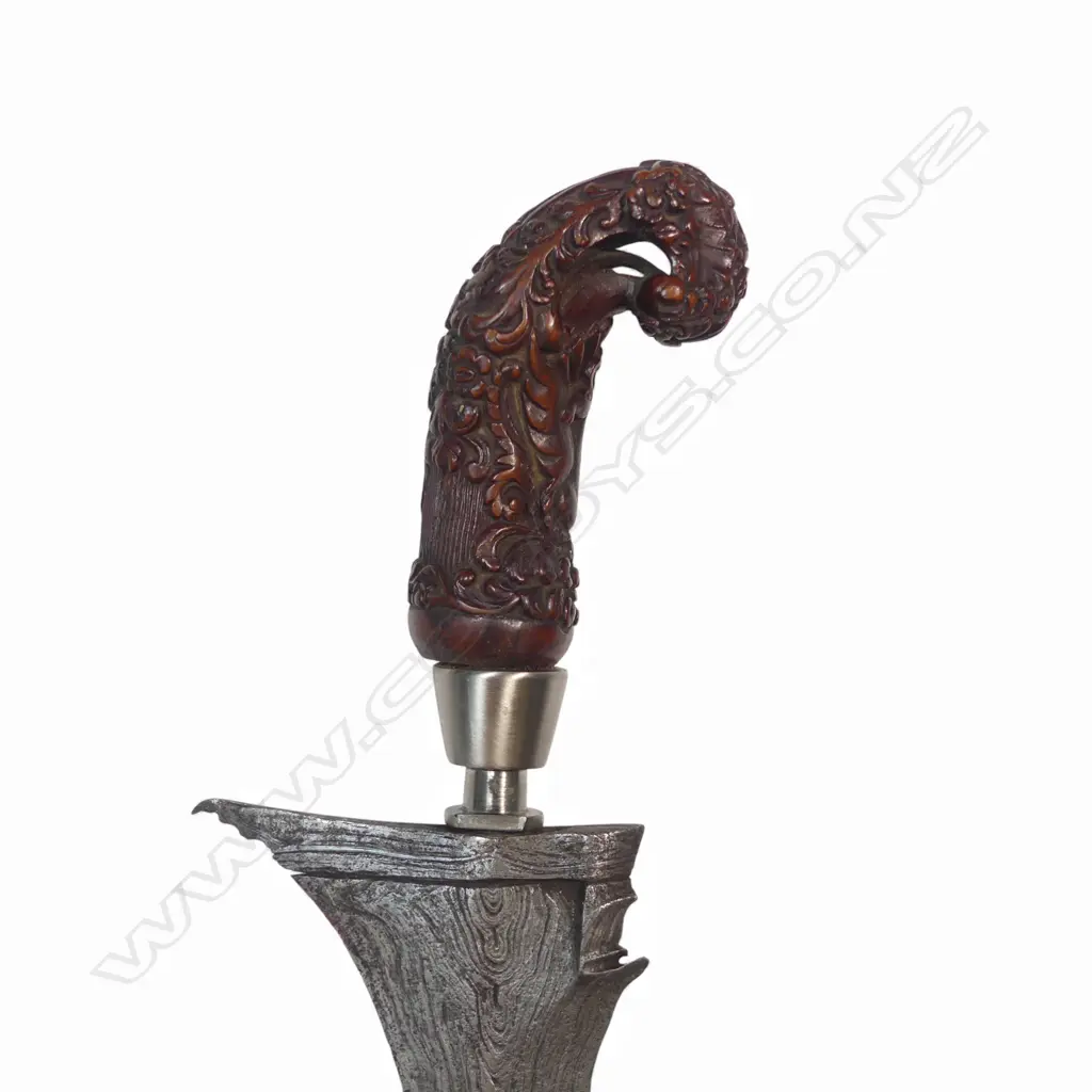 Indonesian kris with eight luk wavy blade of iron and nickelous iron laminations, Image 1++