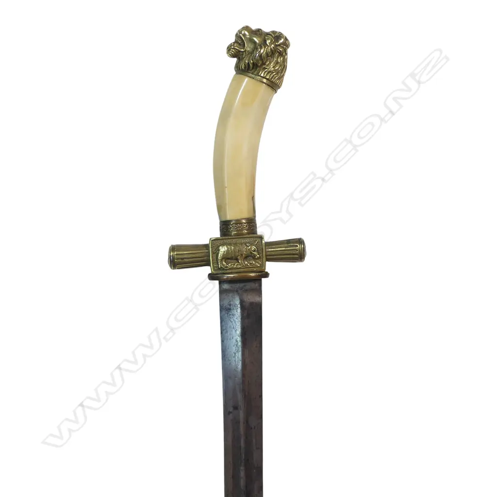 German Hunting Sword c.1890, 16 ¾" double edge blade with two fullers each side, Image 1++