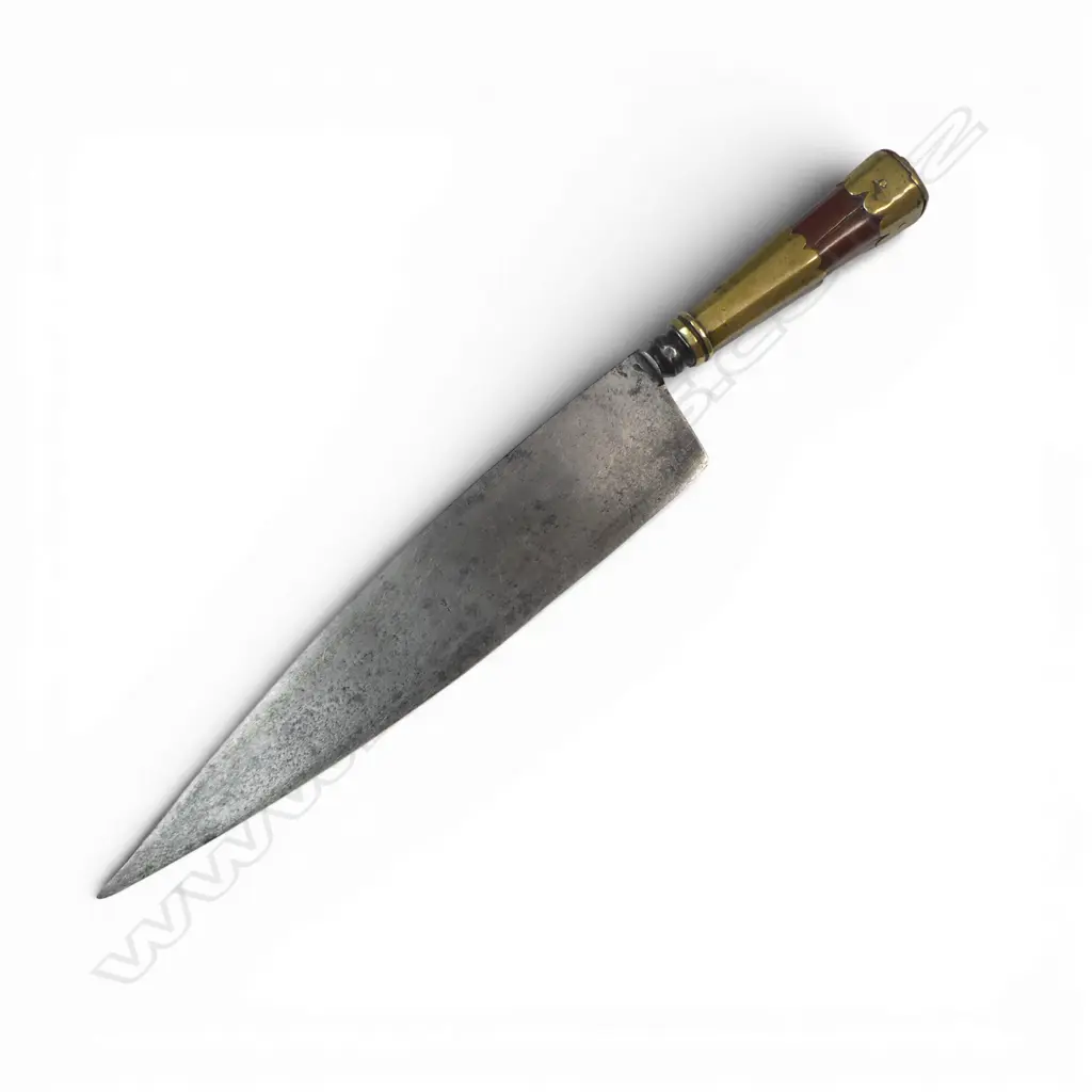 Early (mid-18thC) Spanish/Mexican Belduque (peasant's sash knife), with broad tapering 8½" plain blade, Image 1++