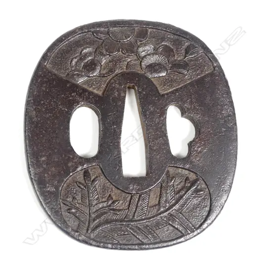 Mid-Edo period Japanese Iron Tsuba sword guard,