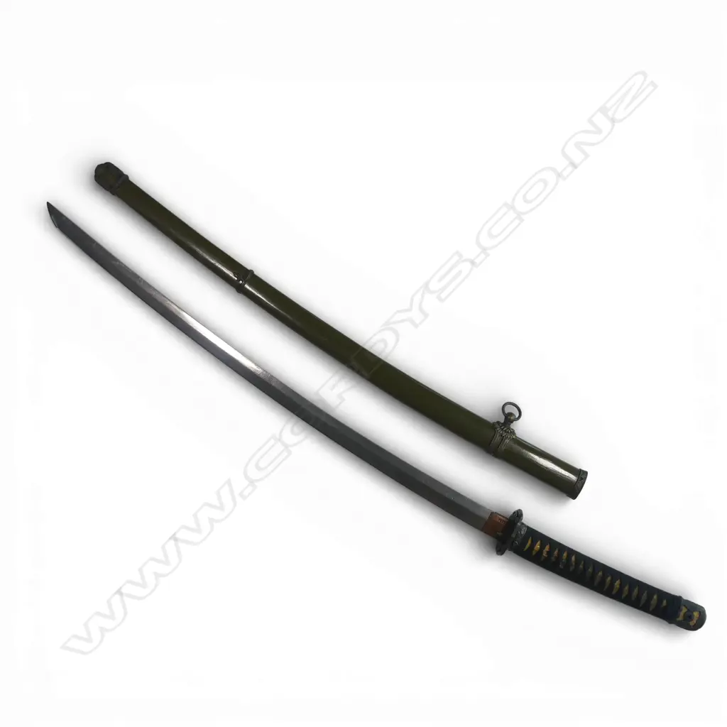 Replica Shin Gunto Japanese Army Sword with Damascus pattern 29" curved blade, Image 1++