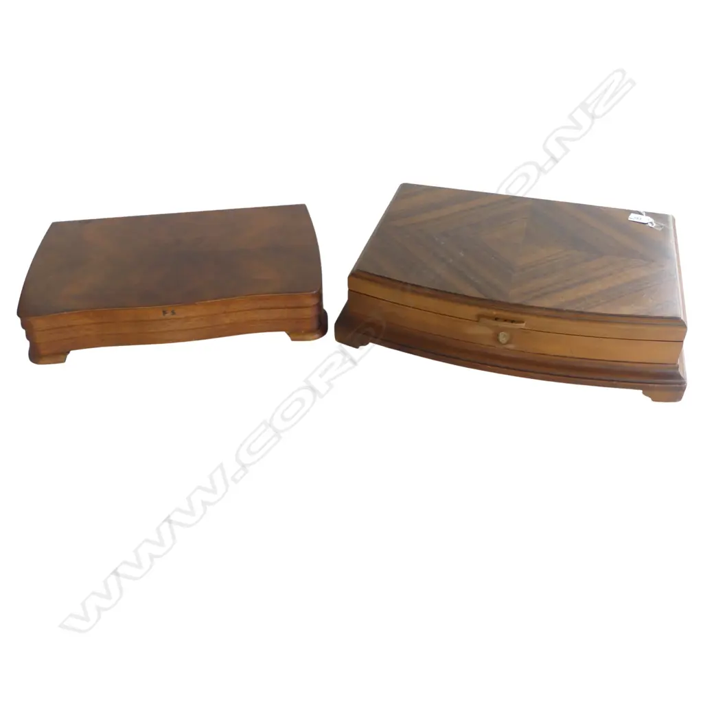 Two walnut cutlery canteens fitted to display knives Image 1++