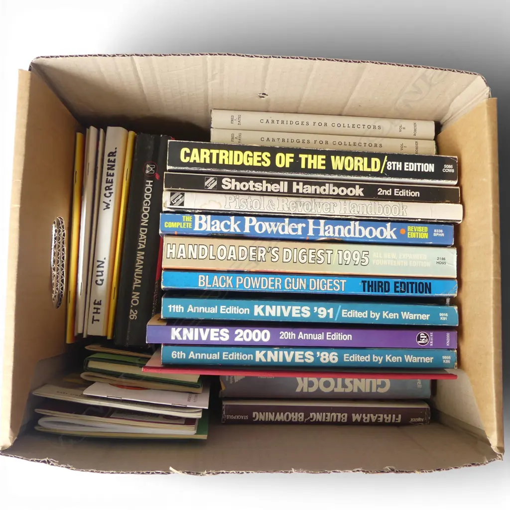 A collection of books and periodicals related to firearms knives and cartridges Image 1++