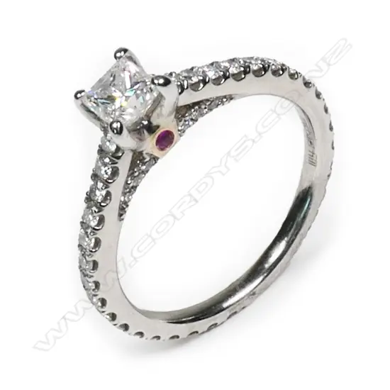 A 14ct white gold and diamond ring,