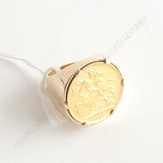 9CT GOLD AND 22CT GOLD FULL SOVEREIGN RING (VAL)