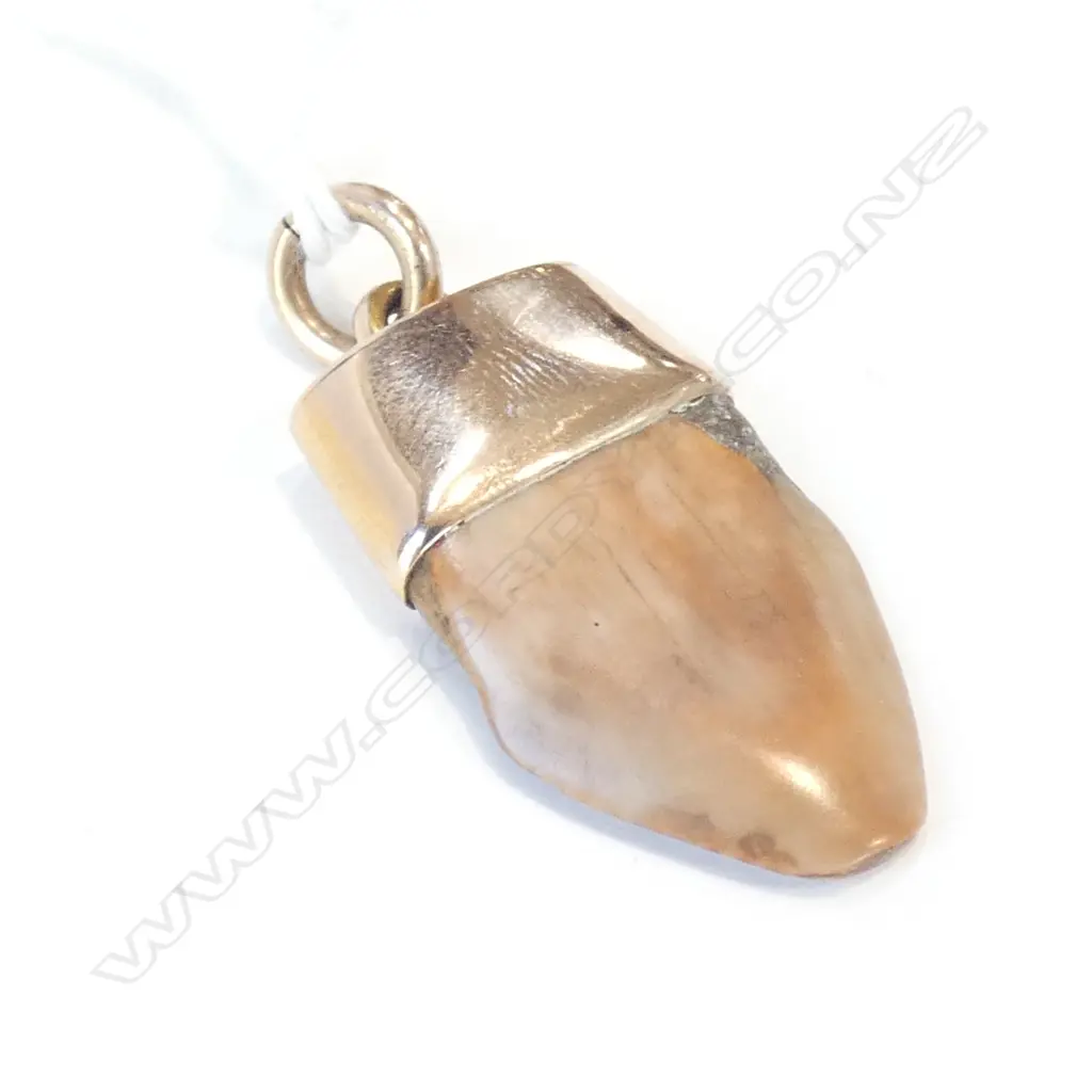 9CT GOLD & CARVED STONE PENDANT Image 1++