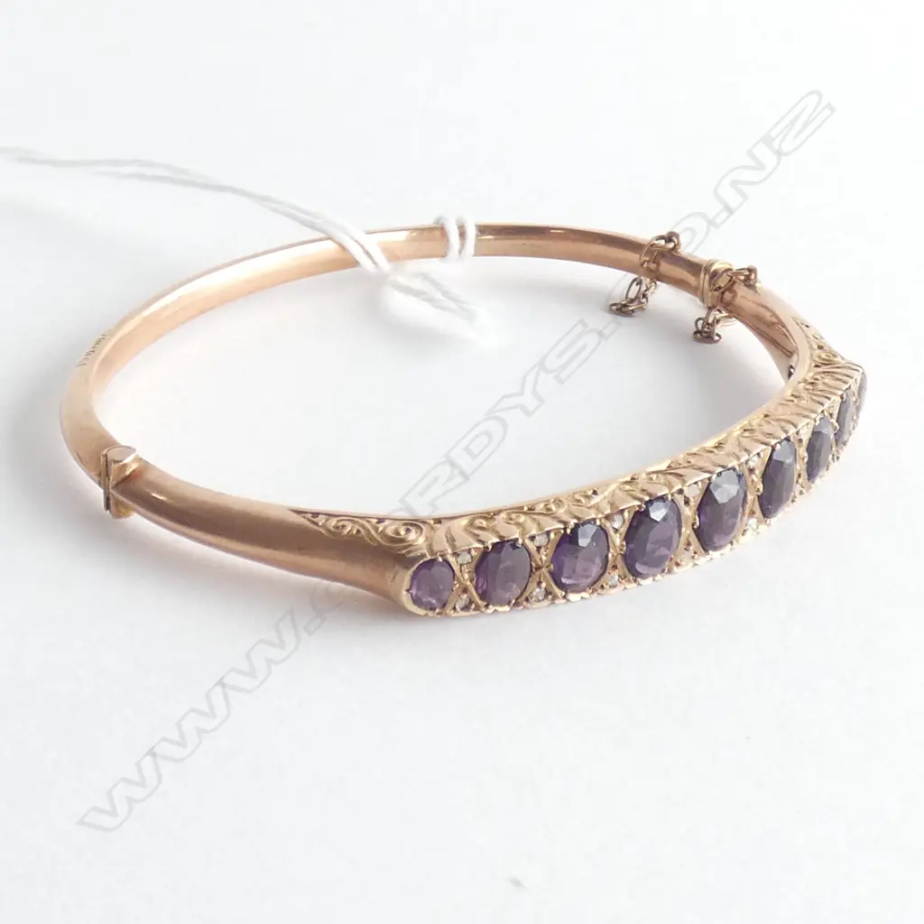 9CT GOLD GARNET DOUBLET  BANGLE CHESTER 1912 Image 1++