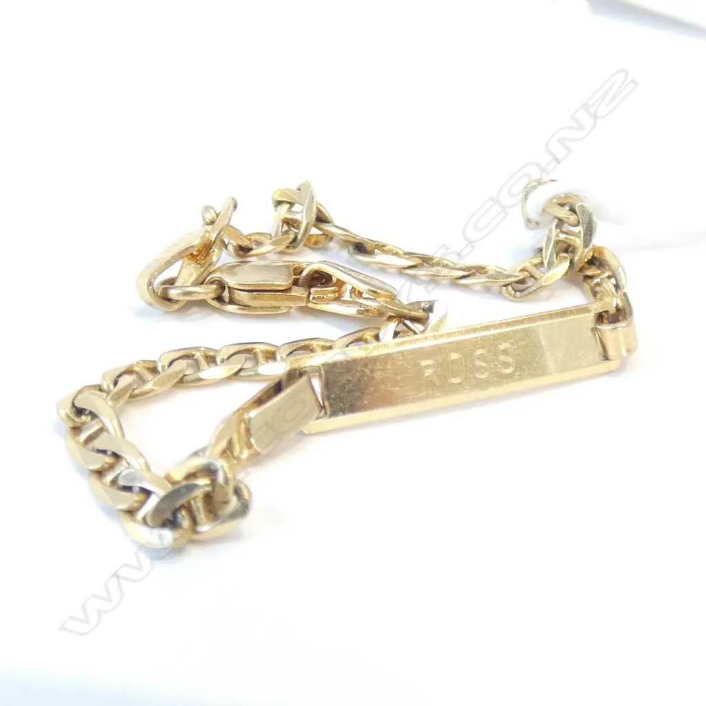 14C ITALIAN GOLD IDENTITY BRACELET - LIZA/ROSS 3.2 gms Image 1++