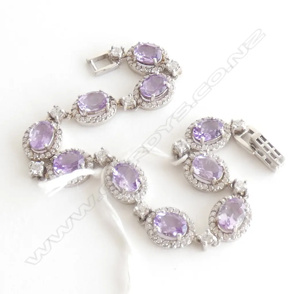 PINK AMETHYST?, CZ & 925 SILVER BRACELET Image 1++