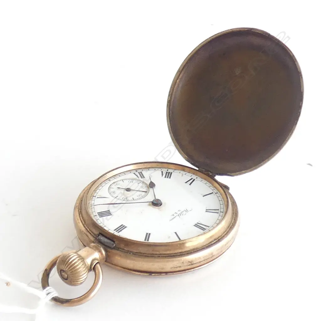 GOLD PLATE POCKETWATCH WALTHAM USA Image 1++