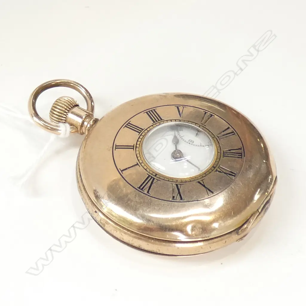 GOLD PLATED HALF HUNTER POCKET WATCH Image 1++
