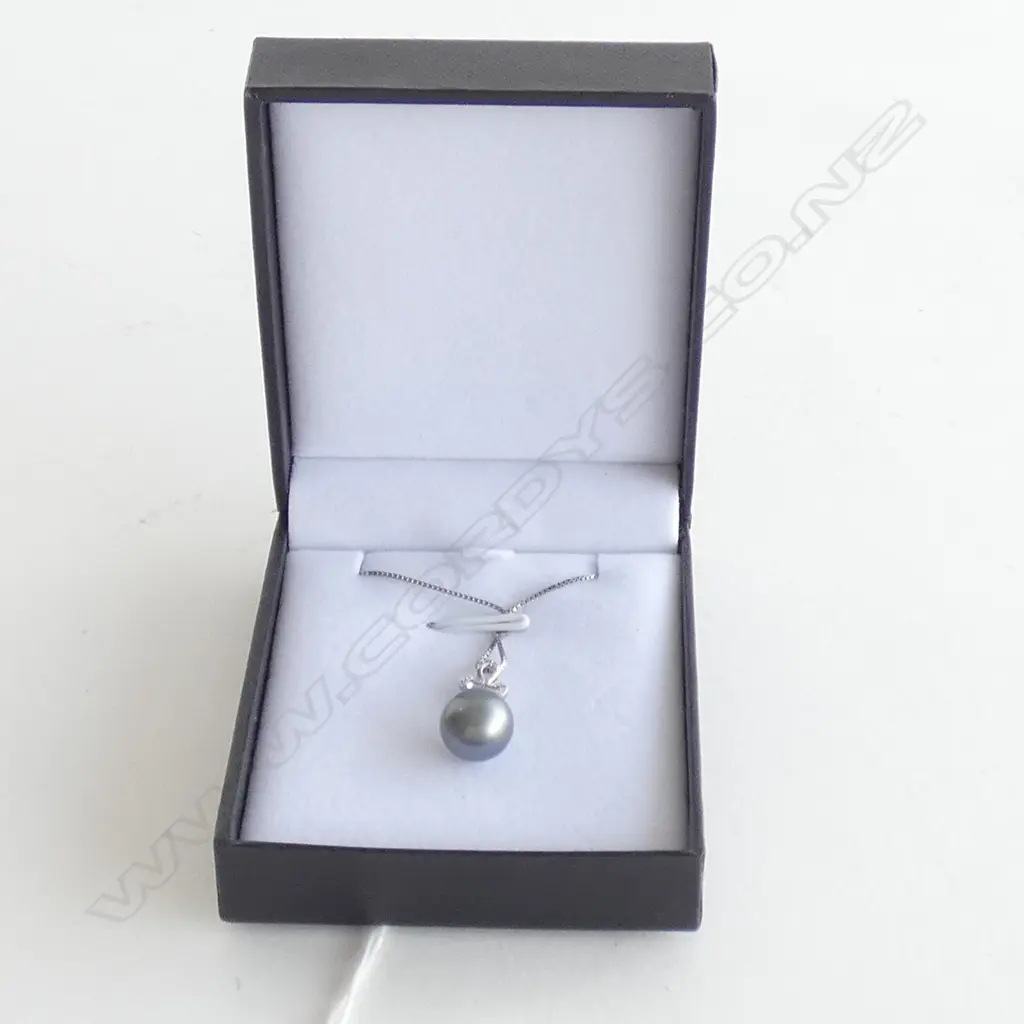 BLACK TAHITIAN PEARL PENDANT 925 SILVER NECKLACE Image 1++