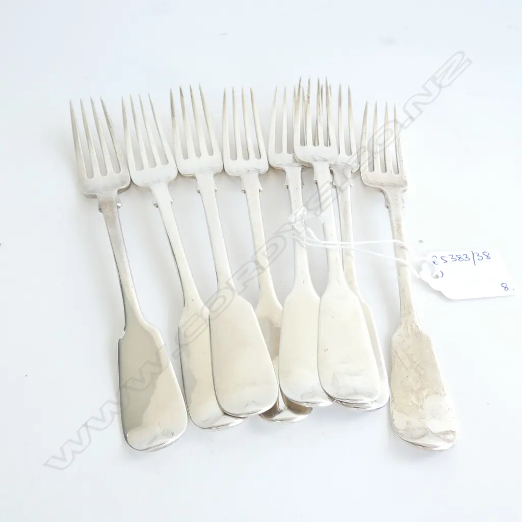 8 STG SILVER FORKS, LONDON 1841 + 1 1863 364 GRAMS  Image 1++