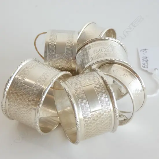 SIX ASST STG SILVER NAPKIN RINGS; TOTAL WEIGHT 101GMS